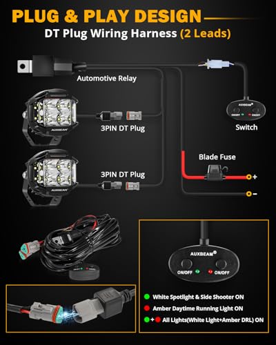 Auxbeam V-MAX Series 72W LED Pod Driving Lights with Amber DRL M188641