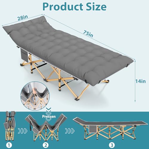 Folding Camping Cot for Adults, Heavy Duty with Carry Bag, Portable Outdoor Travel Cot E9127