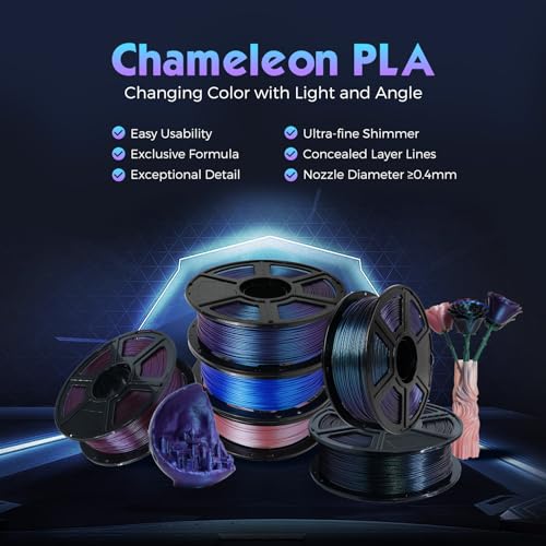 FLASHFORGE PLA Filament 1.75mm Burnt Titanium, Color Changeable 3D Printer Filament 1kg T433110