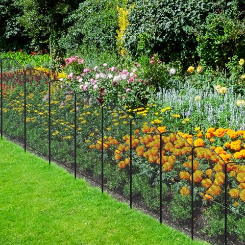 Skcoipsra Decorative Garden Fence 10 Pack, 37.5in H x 10.8ft L, Rustproof Metal Animal Barrier R288