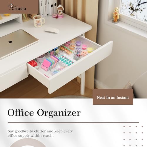 Criusia Drawer Organizer, 10 Pack Clear Plastic Storage Bins, 3 Sizes I166