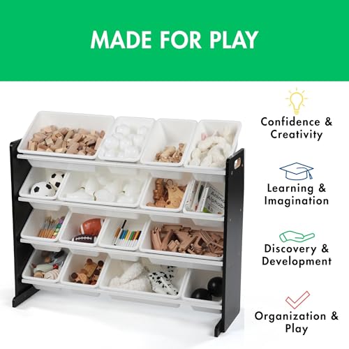 Humble Crew Supersized Toy Storage Organizer with 16 Removable Bins, Grey/White D772791