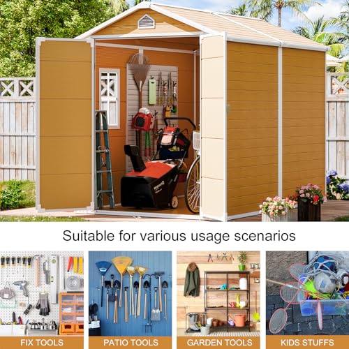 Outdoor Resin Storage Shed with Floor, 5x3 FT, Waterproof, Lockable Door, Gray H391