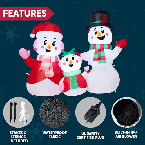 JOYIN 4FT Christmas Inflatables Snowman Family Outdoor Decorations with LEDs C920