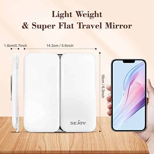 Sejoy Travel Makeup Mirror, 64 LED Lighted Vanity Mirror, 1X 3X 7X Magnification, Tri-Fold, Rechargeable, Purple G9818