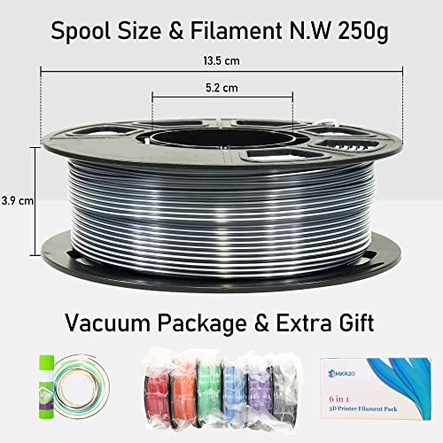 MIKA3D Bicolor Silk PLA 3D Printer Filament Bundle, 1.75mm, 6 Spools V5573