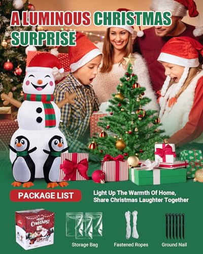 Christmas Inflatable Snowman with Penguin Yard Decoration with LED Lights K4000