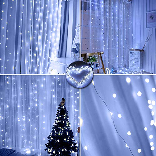 300 LED Curtain Christmas String Lights with Remote Control USB Power for Bedroom Home Decor K9828