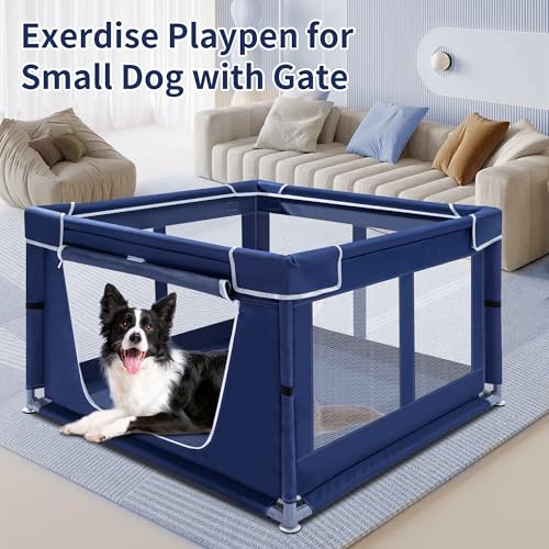 Puppy Playpen Indoor for Small Pets, 42x42x25 Inch with Gate U1971