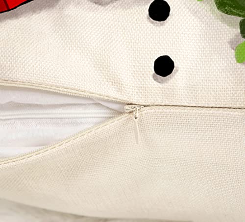 Red Christmas Pillow Covers 18x18 Set of 4 Farmhouse Snowman Santa Tree V263