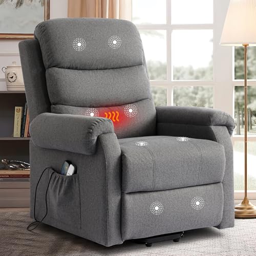 Power Lift Recliner Chair for Elderly with Heat and Massage, Dark Blue Y6453