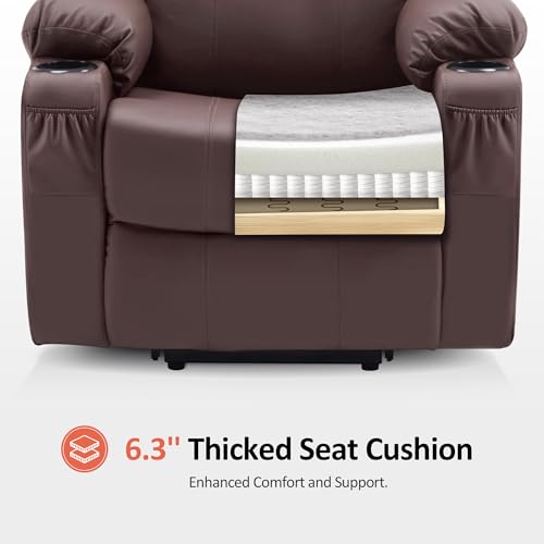 MCombo Power Lift Recliner Chair for Elderly with Heat and Massage, Faux Leather, Black V60394