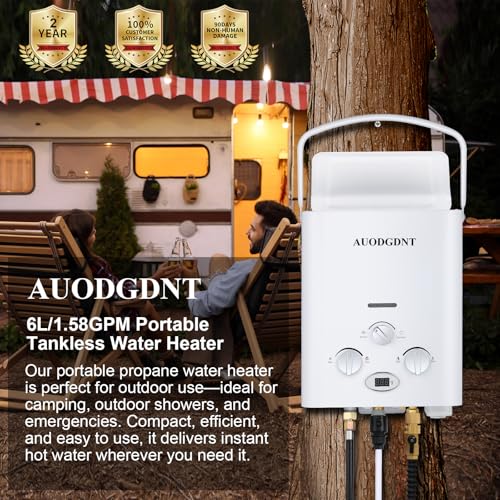 Portable Propane Tankless Water Heater 1.58 GPM with LED Display for RV Camping Shower L381968