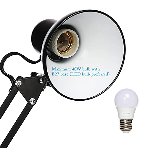 LED Desk Lamp with Clamp, Swing Arm, 6500K, Black Q7888
