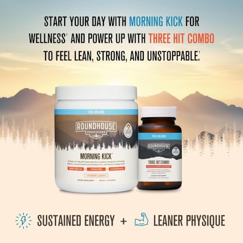 ROUNDHOUSE PROVISION Morning Kick Zero Sugar Greens Superfood Powder, Strawberry Lemonade, 30 Servings Z781093