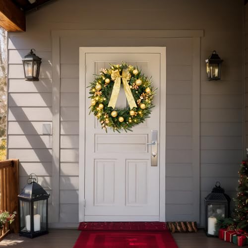 VINGLI 48 Inch Pre-lit Artificial Christmas Wreath with 150 LED Lights T885