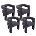 Modern Boucle Dining Chair Set of 4, Sherpa Barrel Accent Chairs Upholstered Armchair Comfy Side Chair for Kitchen Living Room Reception (Green, Set of 4)