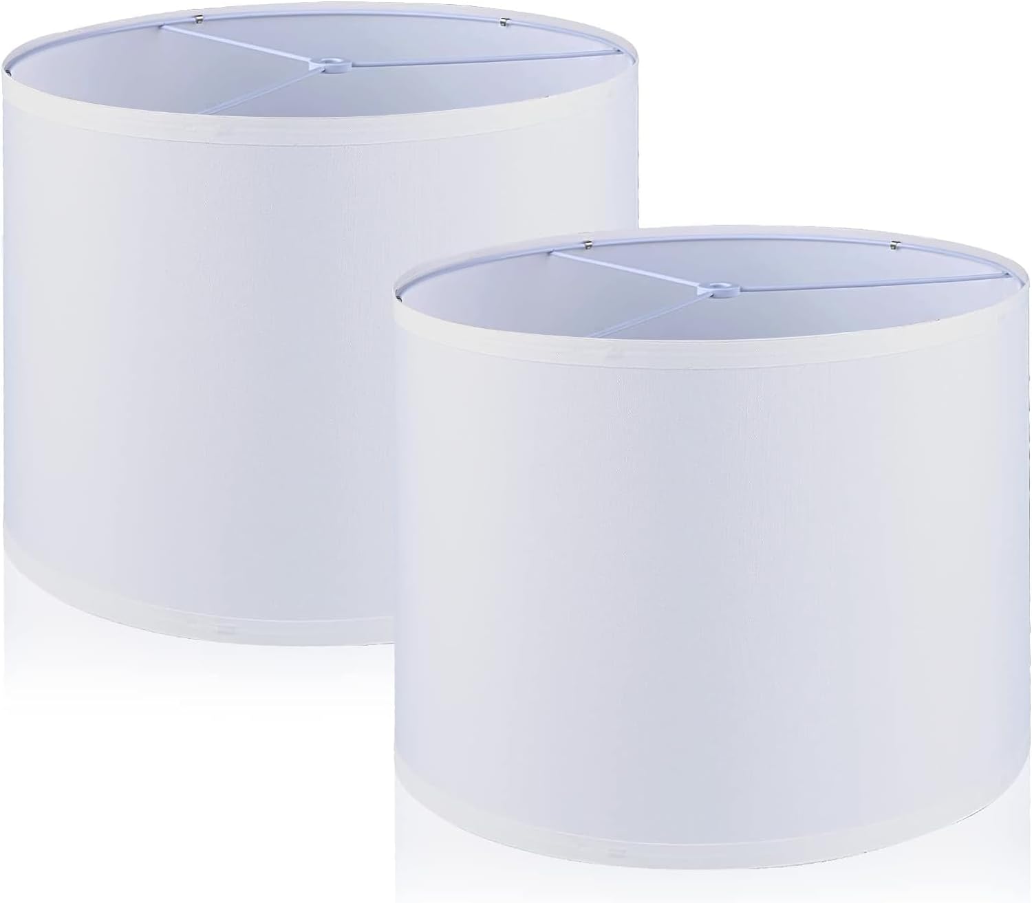 13x13x10" Large White Lampshades Replacement Double Fabric Lamp Shade Natural Linen Easy Assembly Lampshade,Lamp Shades Set of 2 Drum Lampshade for Table Lamp Floor Lamps