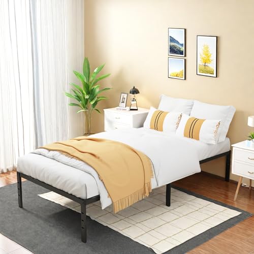 Full Size Metal Platform Bed Frame with Headboard, Black U138819