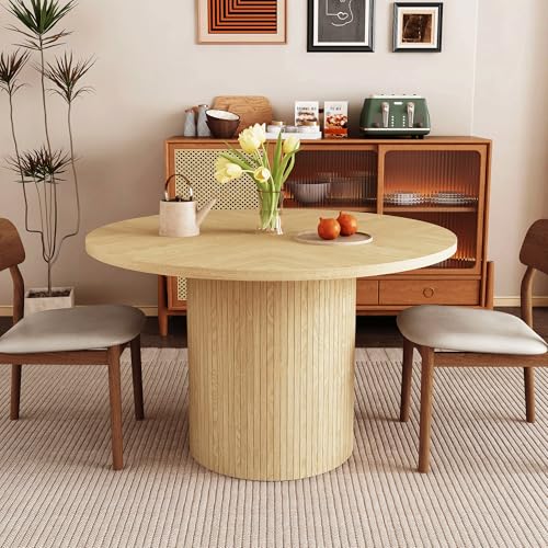47 inch Round Dining Table with Storage Shelf (Walnut) N502088