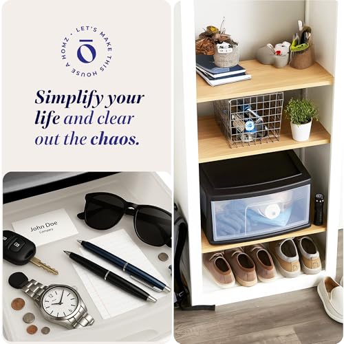 HOMZ 2-Pack 1-Drawer Storage Cart, Clear Plastic, White Frame Y898