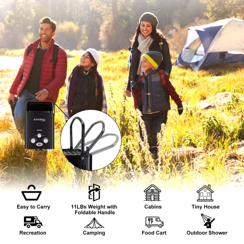 Portable Propane Tankless Water Heater 6L for RV Camping Boat Cabin Black S620171