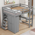 Harper & Bright Designs Full Size Loft Bed with Built-in Wardrobe, Desk, Storage Shelves and Drawers, Solid Wood Loft Bed Frame, White