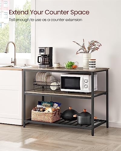 VASAGLE Kitchen Island with 3 Shelves, 47.2 Inches, Rustic Brown and Black W99569
