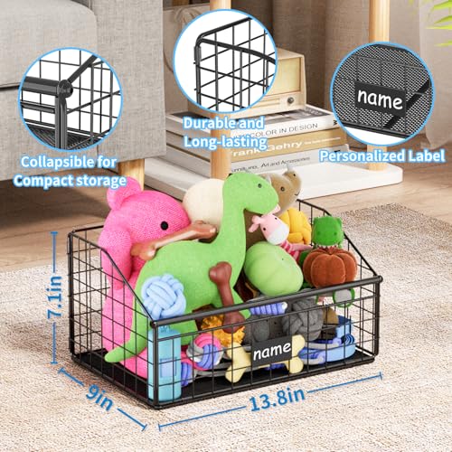 Dog Toy Storage Basket, Metal Toy Box for Dogs, Black D40281