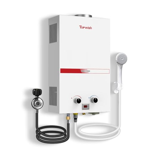 Propane Water Heater Tankless, 10L Portable Water Heater, 2.6GPM Portable Hot Water Heaters with Multi-Protection, Instant Camping Water Heaters for Camping, Outdoors Shower, RV Shower, White