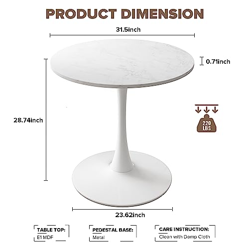 Mid-Century Tulip Round Dining Table for 4-6 People, White O978