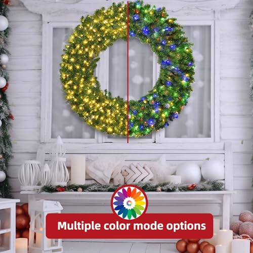 HOYECHI 48in Lighted Christmas Outdoor Wreath with 210 LEDs S99138