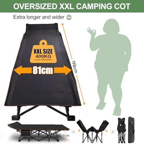 ABORON Oversized Folding Camping Cot for Adults, Double Layer 1200D, with Mat & Carrying Bag S2407