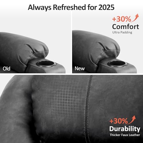 MCombo Power Lift Recliner Chair for Elderly with Heat and Massage, Faux Leather, Black V60394