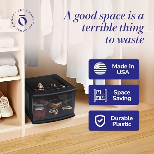 HOMZ 2-Pack 1-Drawer Storage Cart, Clear Plastic, White Frame Y898