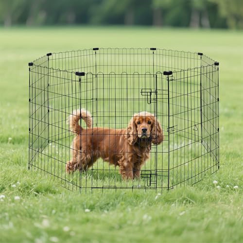 Amazon Basics Foldable Octagonal Metal Dog Playpen, Extra Large, Black G18040