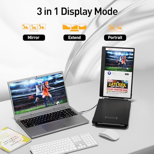 Laptop Screen Extender 15.6" Portable Monitor with 120% sRGB, FHD IPS & USB to HDMI Hub L477181