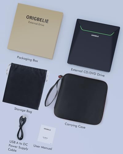 External CD DVD Drive for Laptop, USB 3.0 Type-C, Slim Portable Burner T70166