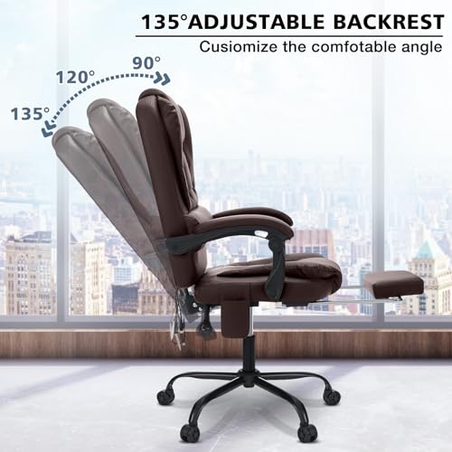 Executive Office Chair with Massage Reclining Footrest, Black Y455865