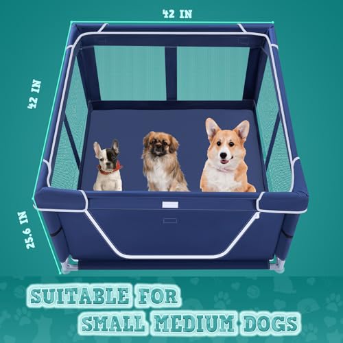 42x42x25.6 Inches Puppy Playpen with Gate for Small Dogs Indoor & Outdoor G192