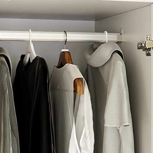 ECACAD Large Wardrobe Armoire with Shelves, Drawers & Hanging Rod, White U2635
