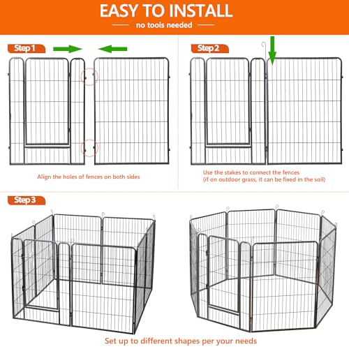 LEMY 16 Panels 32 in Metal Pet Playpen with Door, Black N86004