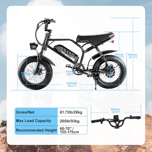 16'' Fat Tire Electric Bike for Adults, 500W, Removable Battery G58988