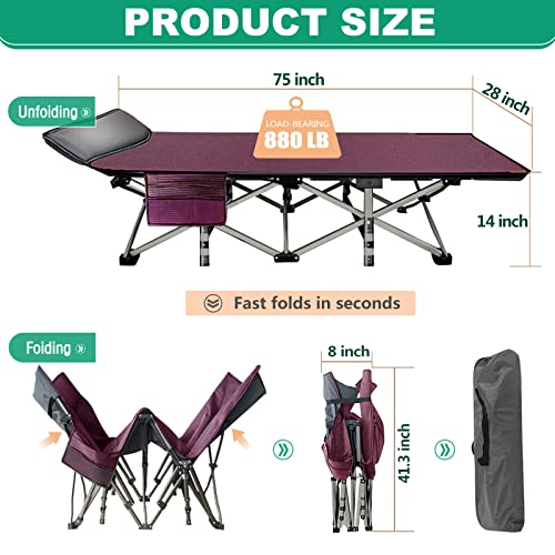 LILYPELLE Folding Camping Cot, Extra Wide Heavy Duty with Carry Bag Z15817