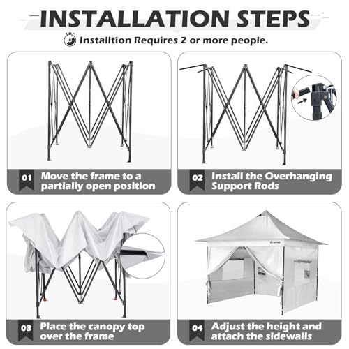 OUTFINE Heavy Duty 10x10 Pop Up Canopy Tent with 3 Side Walls, White Q980400
