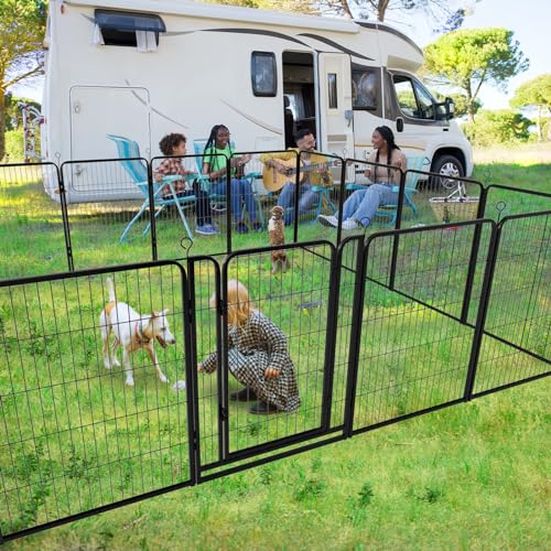Dog Playpen Outdoor Extra Wide 12 Panels Heavy Duty 40" Height with Doors Portable G77703