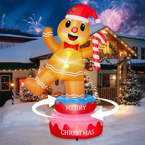 B&D 12FT Giant Christmas Inflatables Snowman Outdoor Decorations with Rotating LED Lights B36000