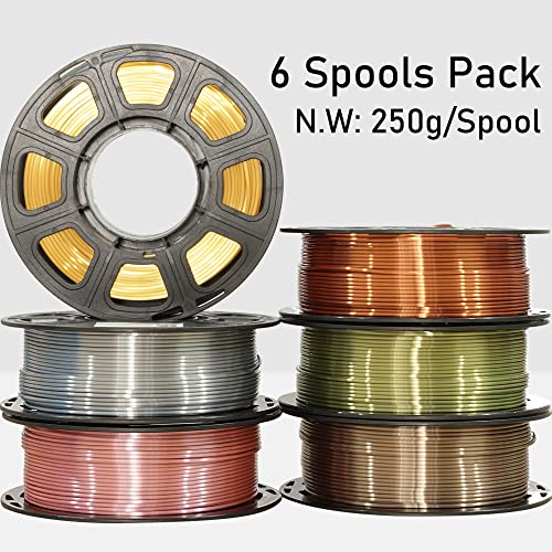 MIKA3D Bicolor Silk PLA 3D Printer Filament Bundle, 1.75mm, 6 Spools V5573