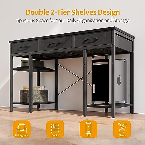 CubiCubi 47 Inch Computer Desk with 3 Drawers, Black D89125