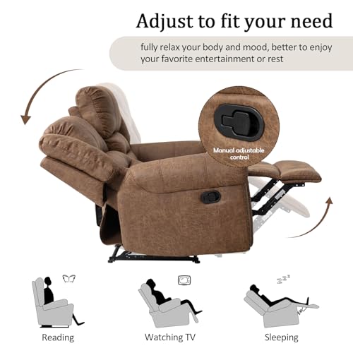 CANMOV Manual Recliner Sofa Set 2 Pieces for Living Room, Nut Brown J9617